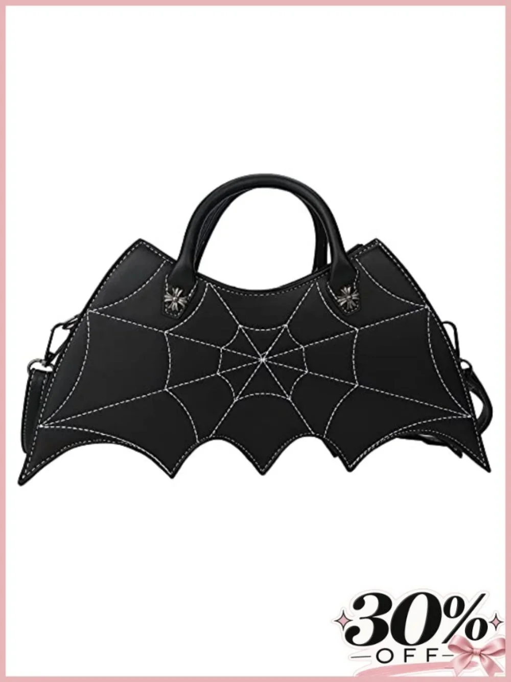 PU Leather Bat Wing Spider Web Crossbody Shoulder Bag for Women